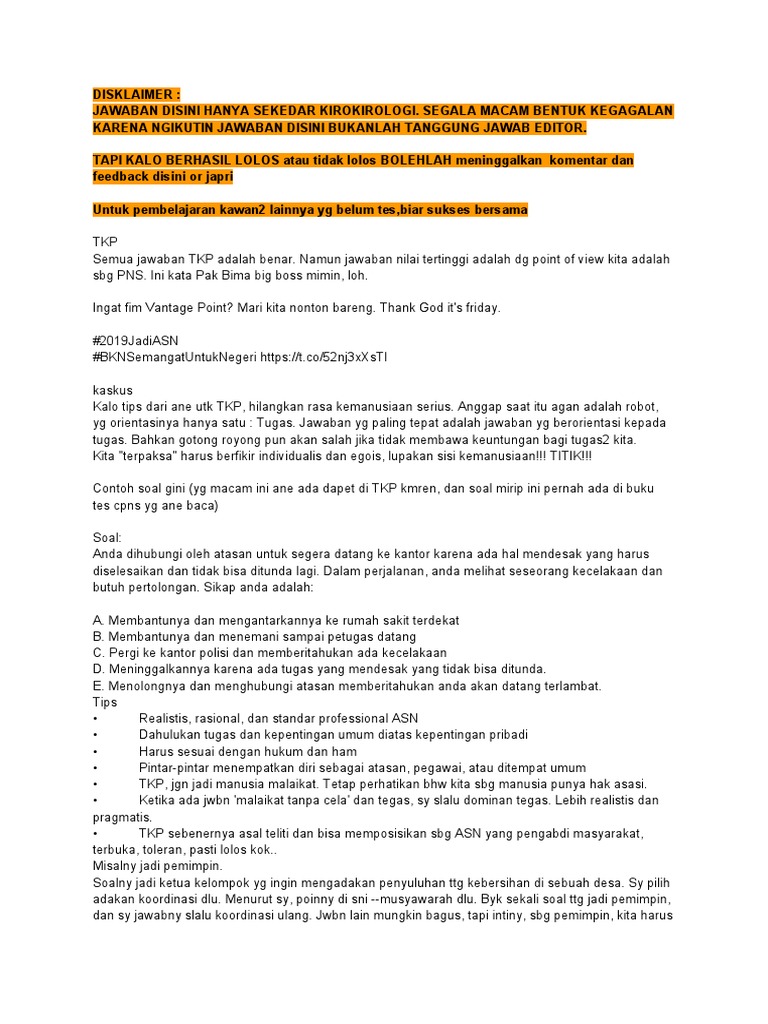 Kumpulan Fr Soal Tkp Dan Tips Pdf