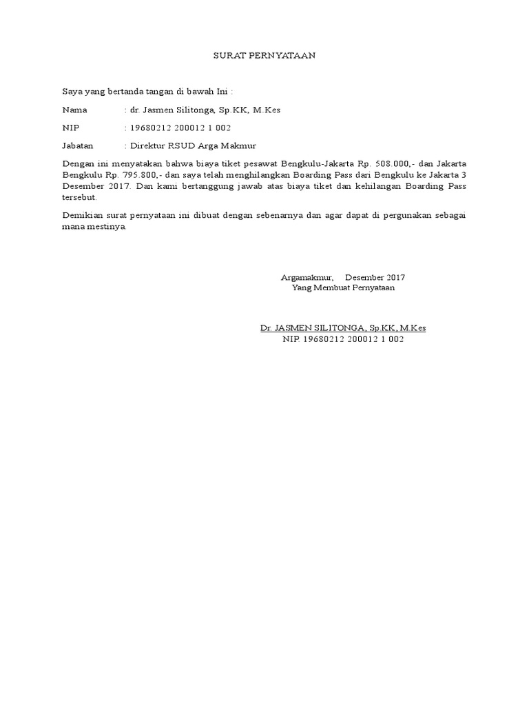 Surat Pernyataa Hilang