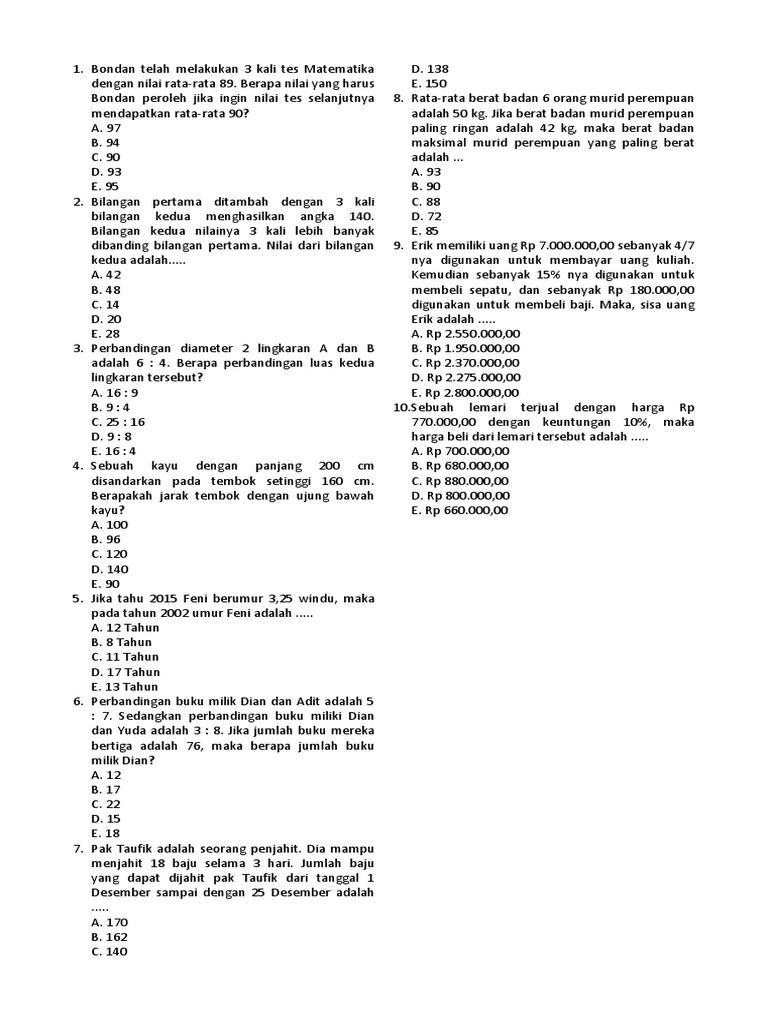 Contoh Soal Numerik