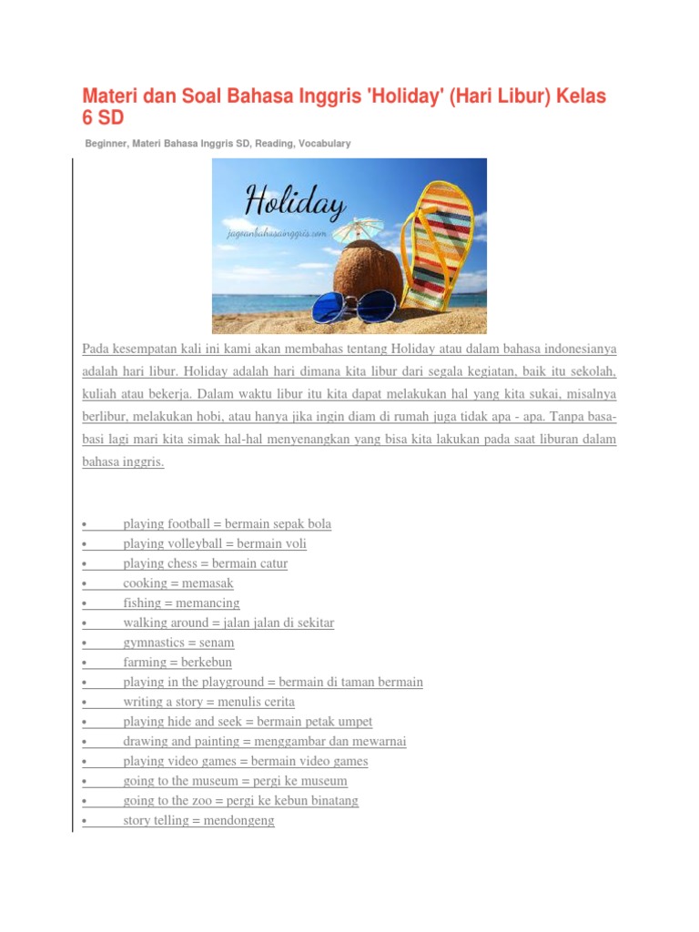 Bahasa Inggris Bab 2 Kelas 6