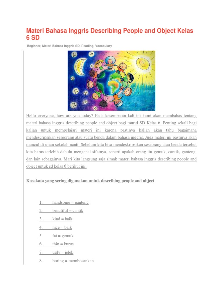 Bahasa Inggris Bab 3 Kelas 6