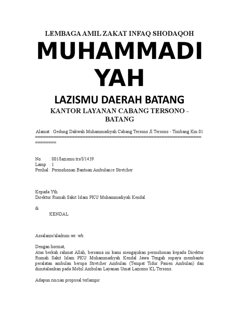 Proposal Ke Lazismu Ke Rsi