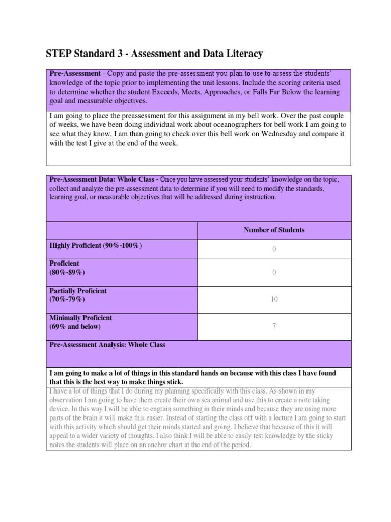 Step Standard 3 - Assessment and Data Literacy | PDF | Educational ...