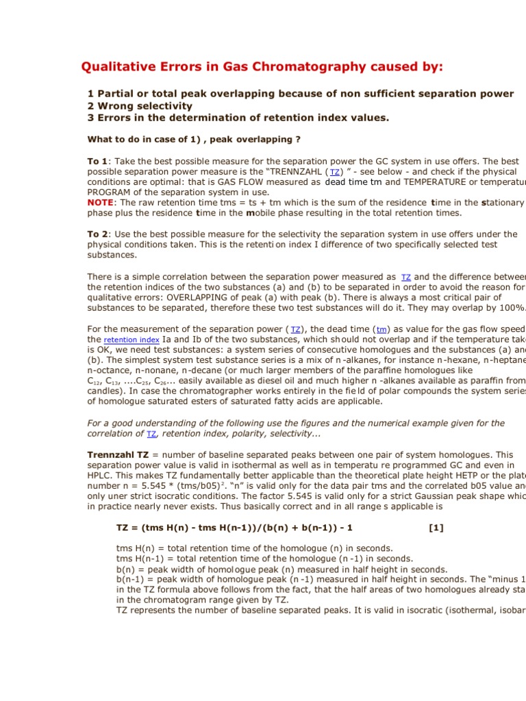 Qualitative Errors in Gas Chromatography Caused by PDF Gas