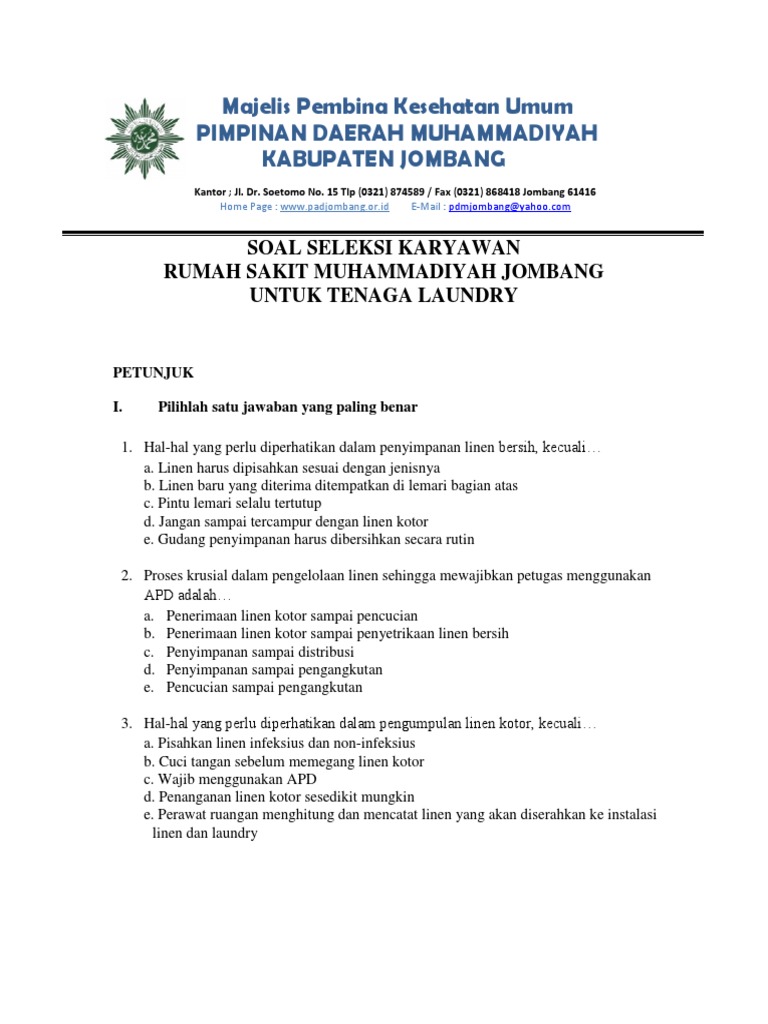 Contoh Soal Laundry Pilihan Ganda Beserta Jawabannya Dunia Sosial