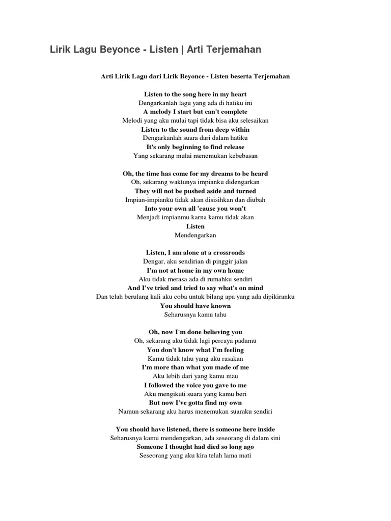 Listen by Beyonce | PDF