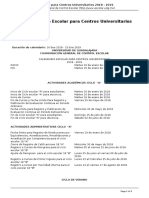 Calendario Escolar para Centros Universitarios Universidad de Guadalajara 2018 - 2019