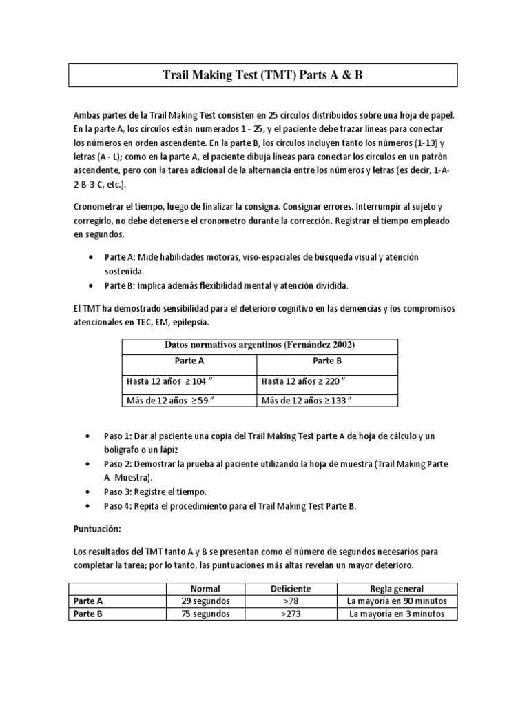 Test de Trazo TMT | PDF | Cognición | Neurociencia