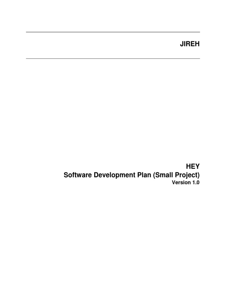 JIREH Software Dev Plan v1.0 | PDF | Software | Planning