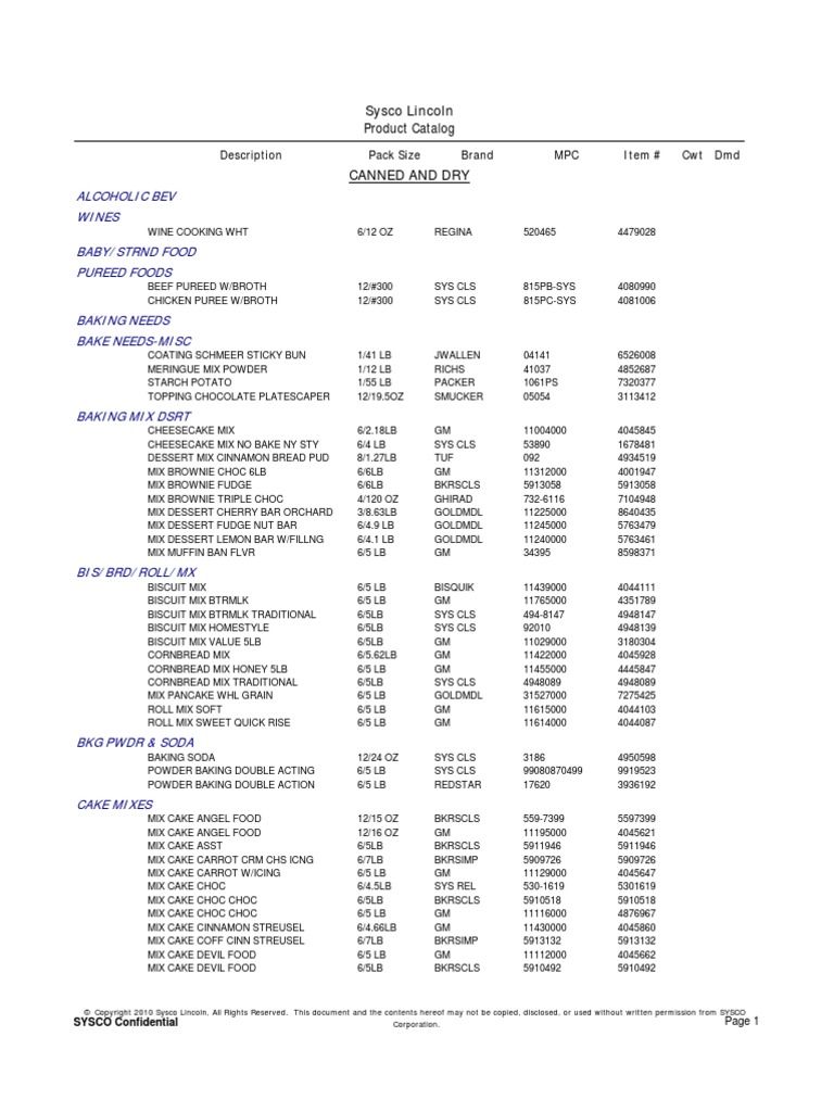 Sysco 2011 Catalog PDF Desserts Flour