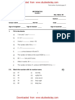 CBSE Class 1 Mathematics Sample Paper Set K