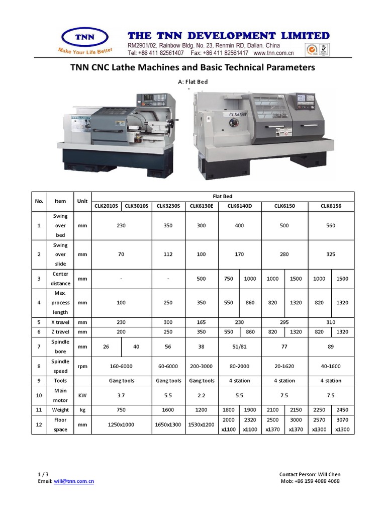TNN CNC Lathe Machine Specifications | PDF | Numerical Control | Tools
