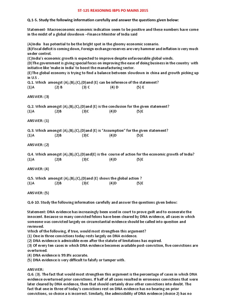 IBPS PO Mains Reasoning Practice 2015 | PDF | Privacy