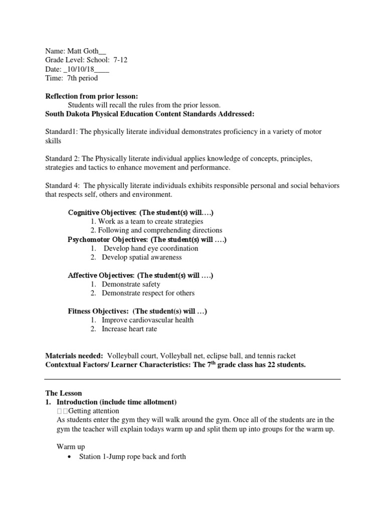 Eclipse Ball Lesson Plan PDF Volleyball Physical Education