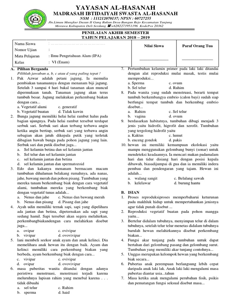 Soal Ipa Hots Kelas 6 Sd Semester Ganjil
