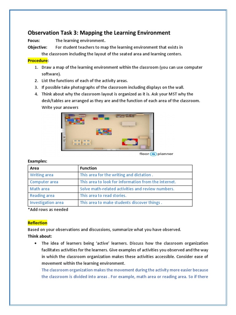 Classroom Mapping for Student Teachers | PDF | Classroom ...