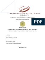 Características Comportamentales y Delictivas de La Conducta Antisocial y Disocial de La Personalidad