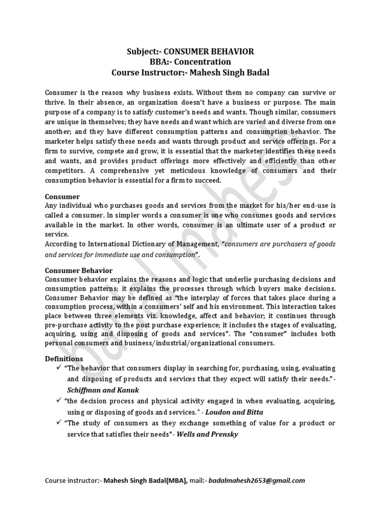Understanding Consumer Behavior | PDF | Consumer Behaviour | Behavior