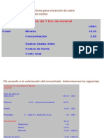 Una Explotación Subterránea para Extracción de Cobre Podrá Tener Los Siguientes Costos