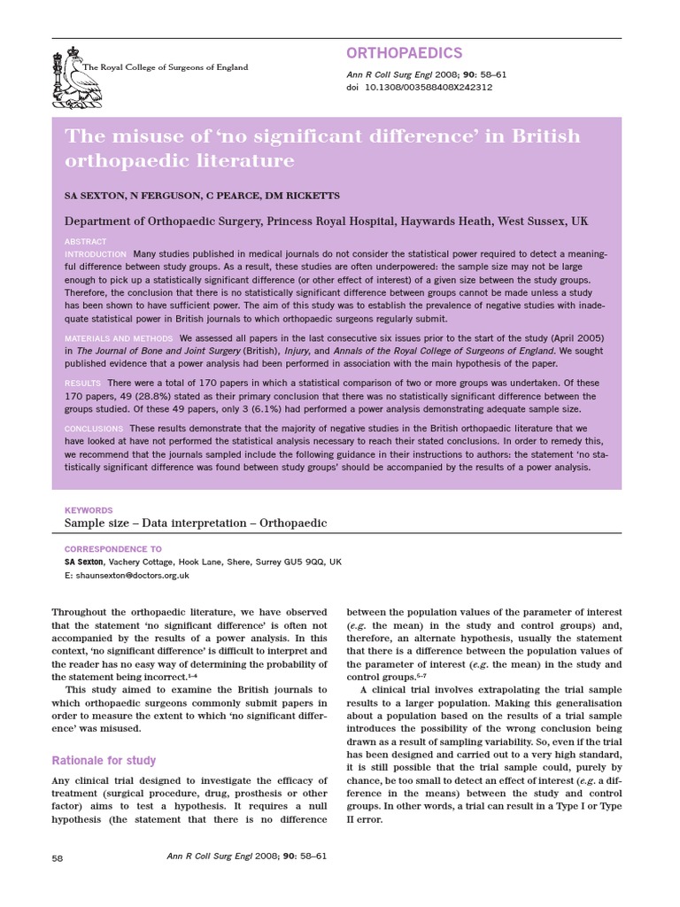 No Significance Power Comparing Paper British Pubmed | PDF | Type I And ...