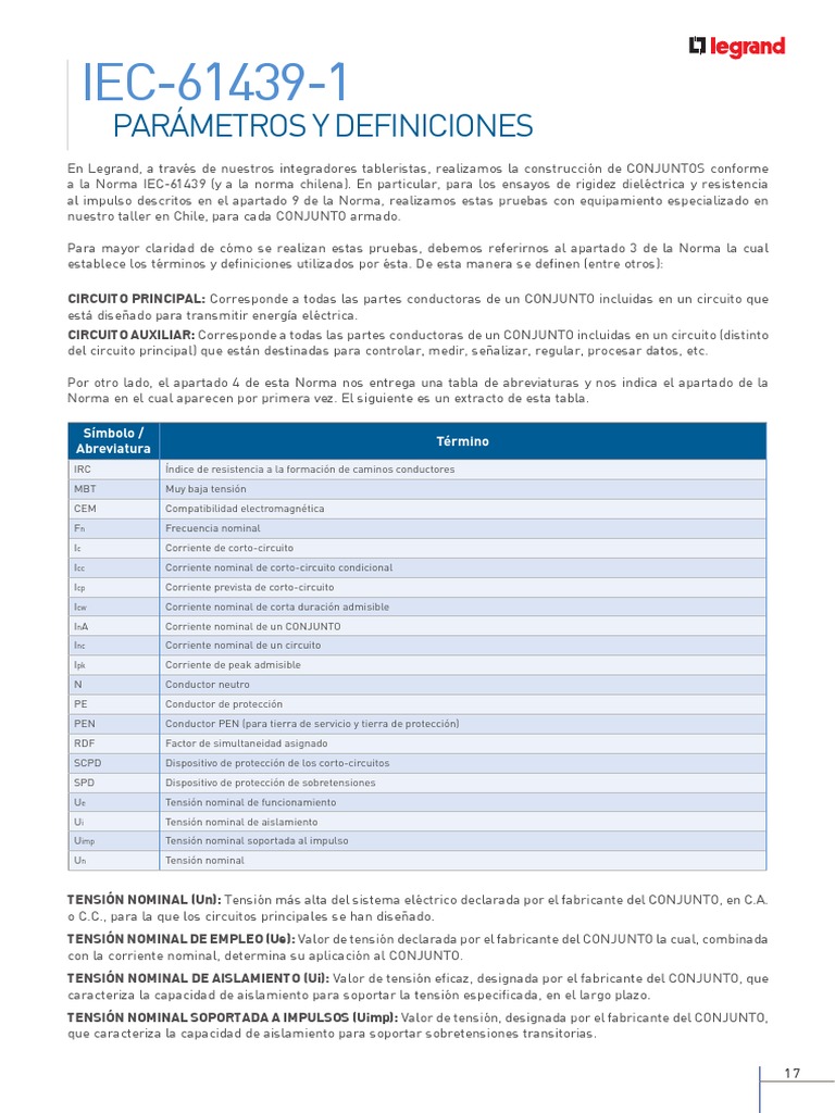 IEC 61439 Definiciones | PDF | voltaje | Corriente eléctrica