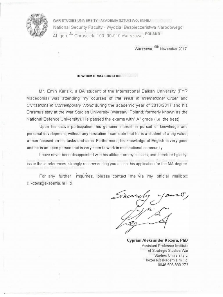 Al. Gen. 00 National Security Faculty Wydzia! Bezpieczeristwa