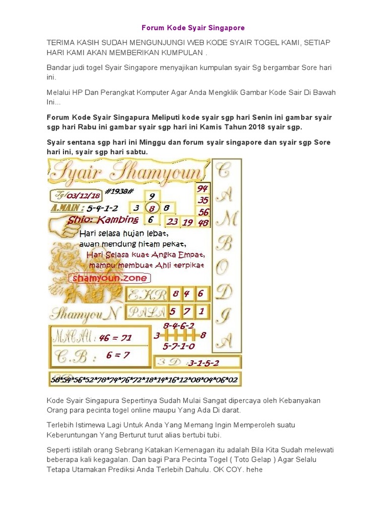 Forum Kode Syair Singapore | Pdf