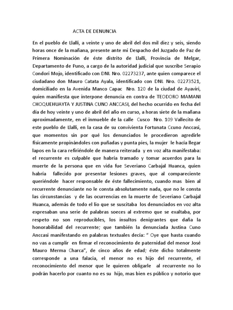 Acta de Denuncia