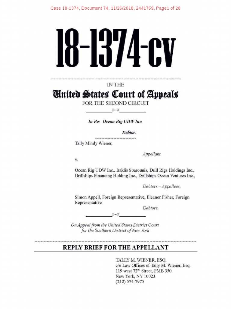 Appellant/Petitioner's Reply Brief (In Re: Ocean Rig UDW Inc., Second