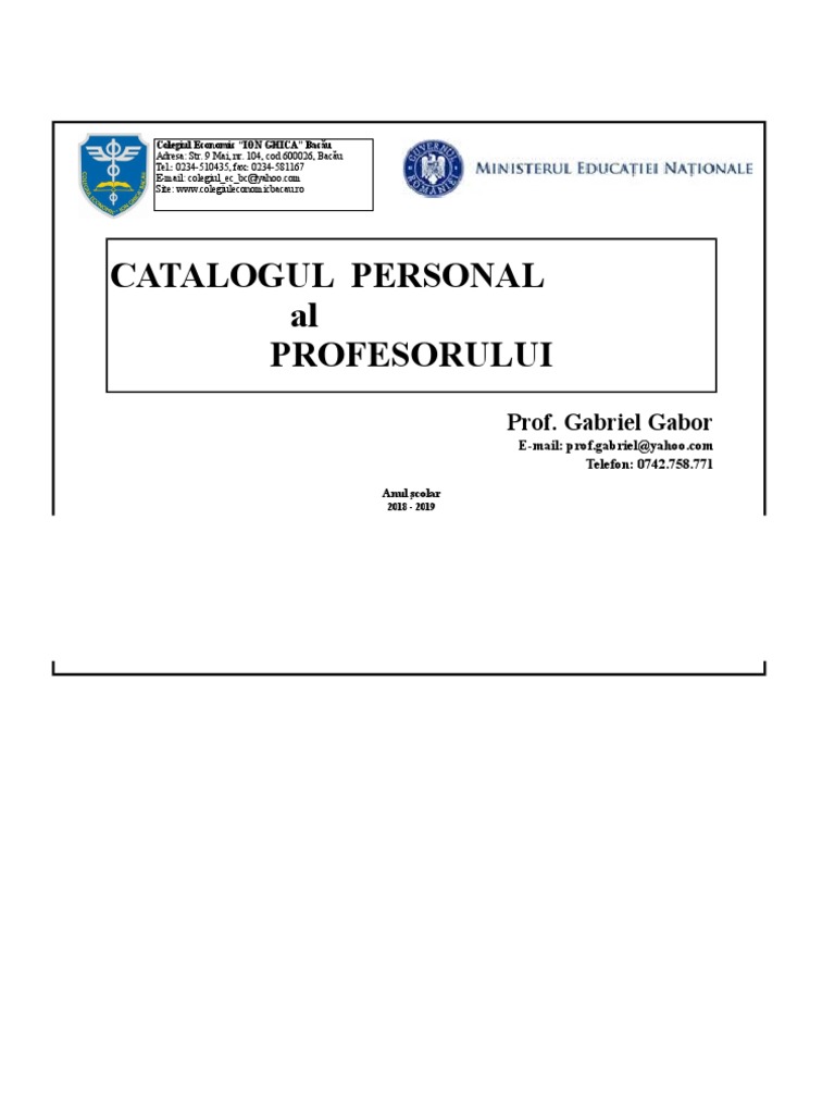Model Catalog Personal Al Profesorului In Alb