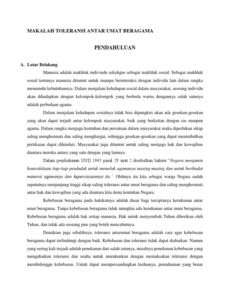 Makalah Toleransi Antar Umat Beragama Docx