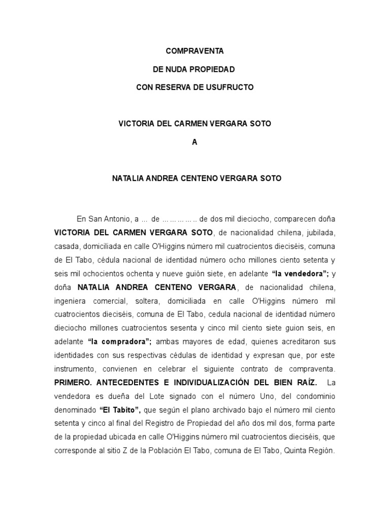 Compraventa inmueble con usufructo