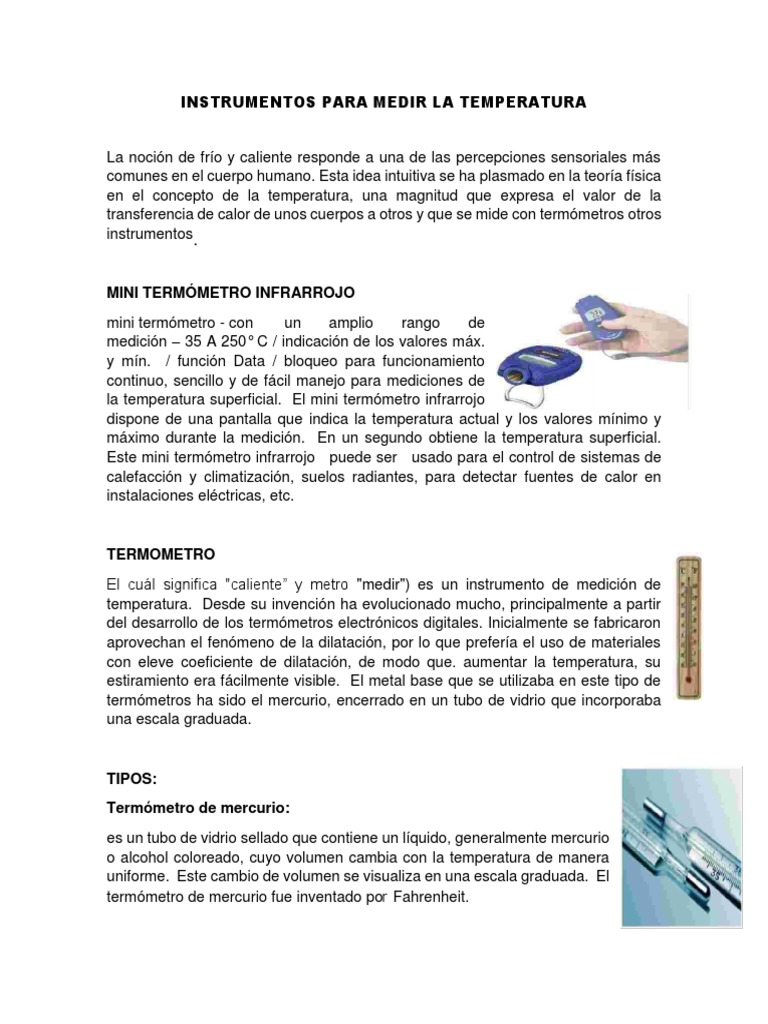 Instrumentos para Medir La Temperatura | PDF | Termómetro | Temperatura