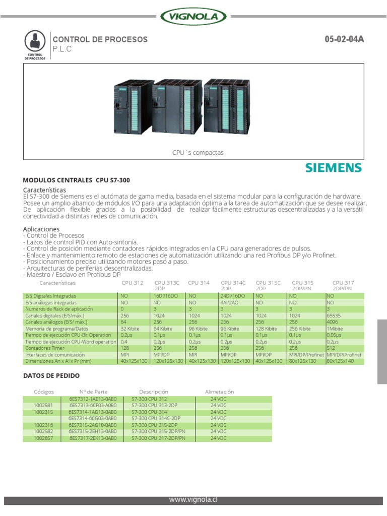 Datasheet CPU 314C-2 DP S7-300 | PDF | Interfaz de paso de mensajes | Poco