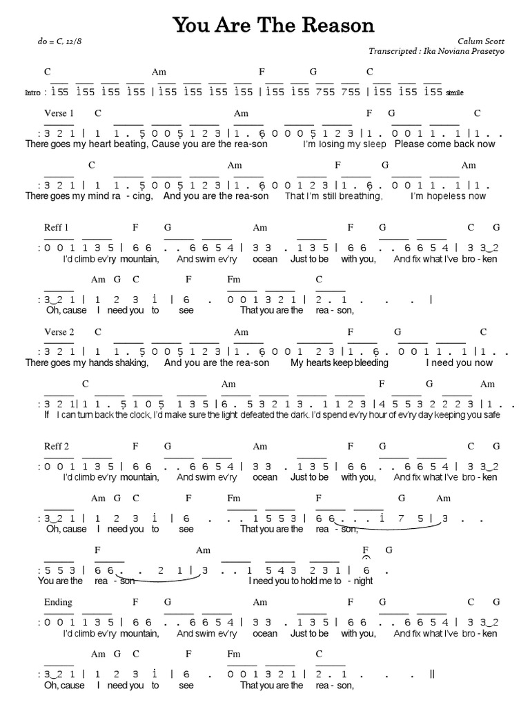 You Are The Reason Calum Scott Not Angka Nature