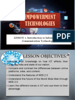 Empowerment Technologies: LESSON 1: Introduction To Information and Communication Technologies