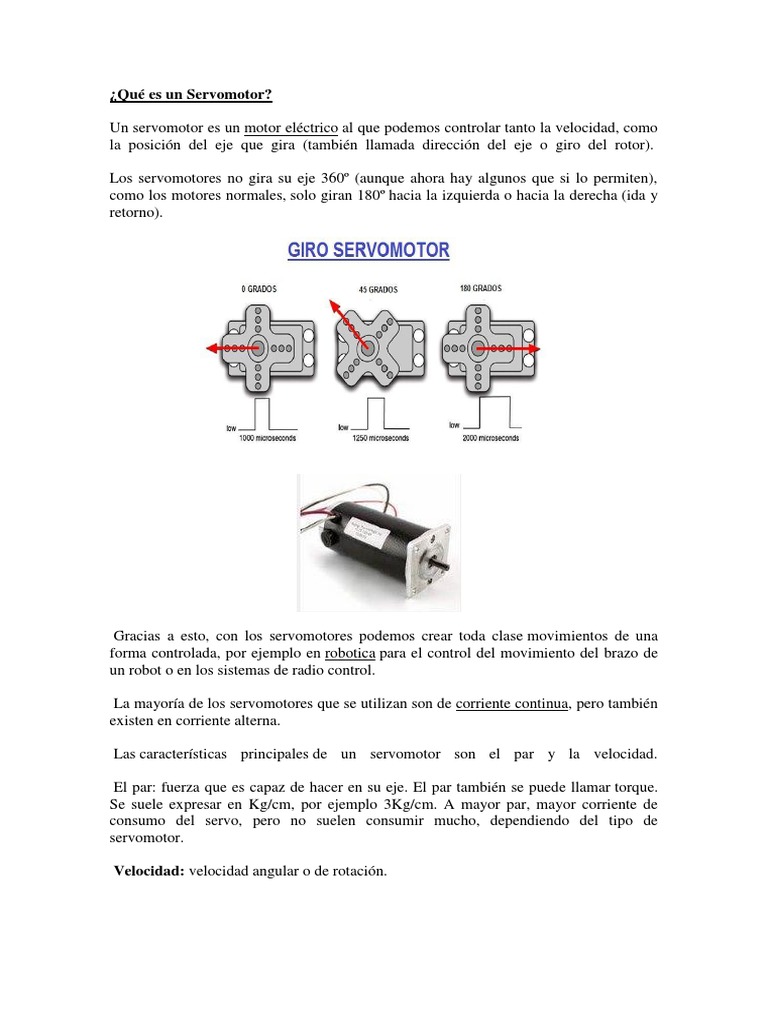Qué Es Un Servomotor PDF Esfuerzo de torsión Corriente eléctrica