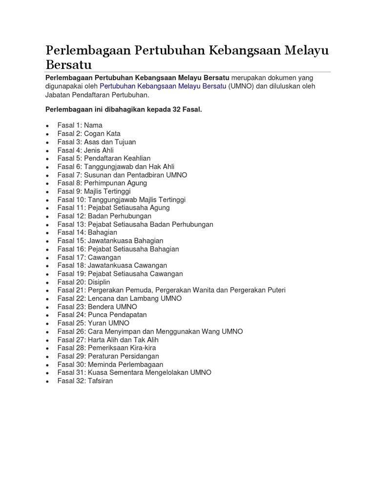 Perlembagaan Pertubuhan Kebangsaan Melayu Bersatu  PDF