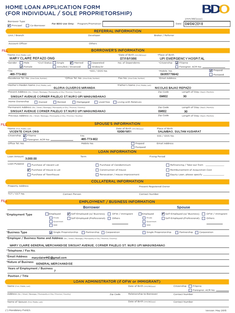 Home Loan Form | PDF | Banks | Loans