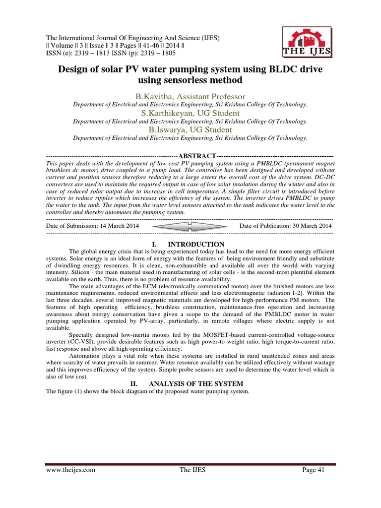 BLDC Pump Solar PDF | PDF | Power Inverter | Electric Motor