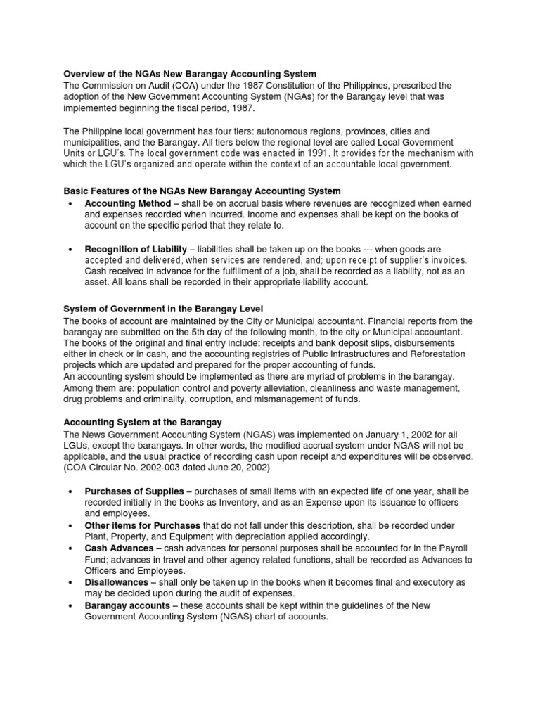 NGAS Overview for Barangay Accounting | PDF | Expense | Accounting