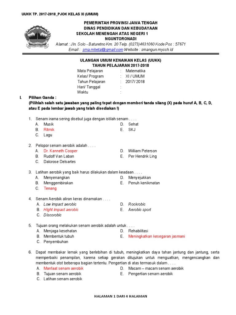 Format Soal Uukk Xi