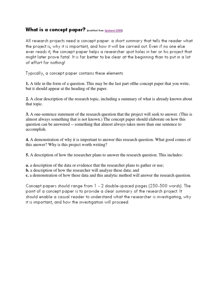 Understanding Concept Papers | PDF