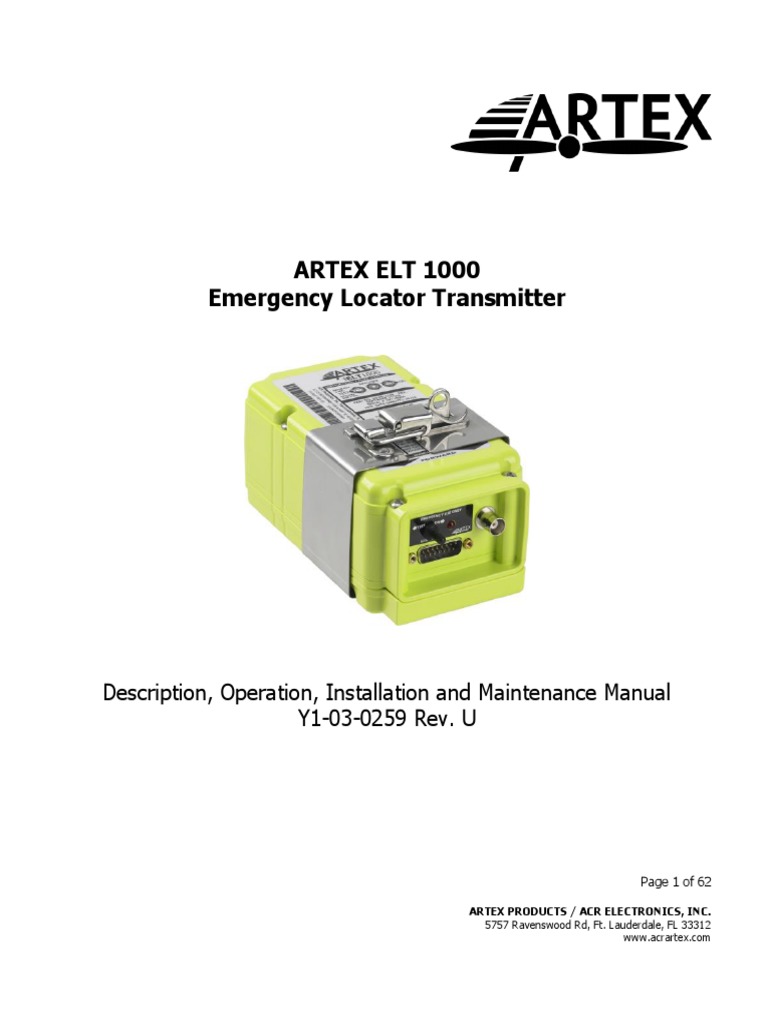 Product Manual ELT 1000 ARTEX PDF Interference Radio