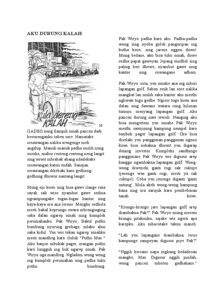 Cerkak Bahasa Jawa Aku Durung Kalah