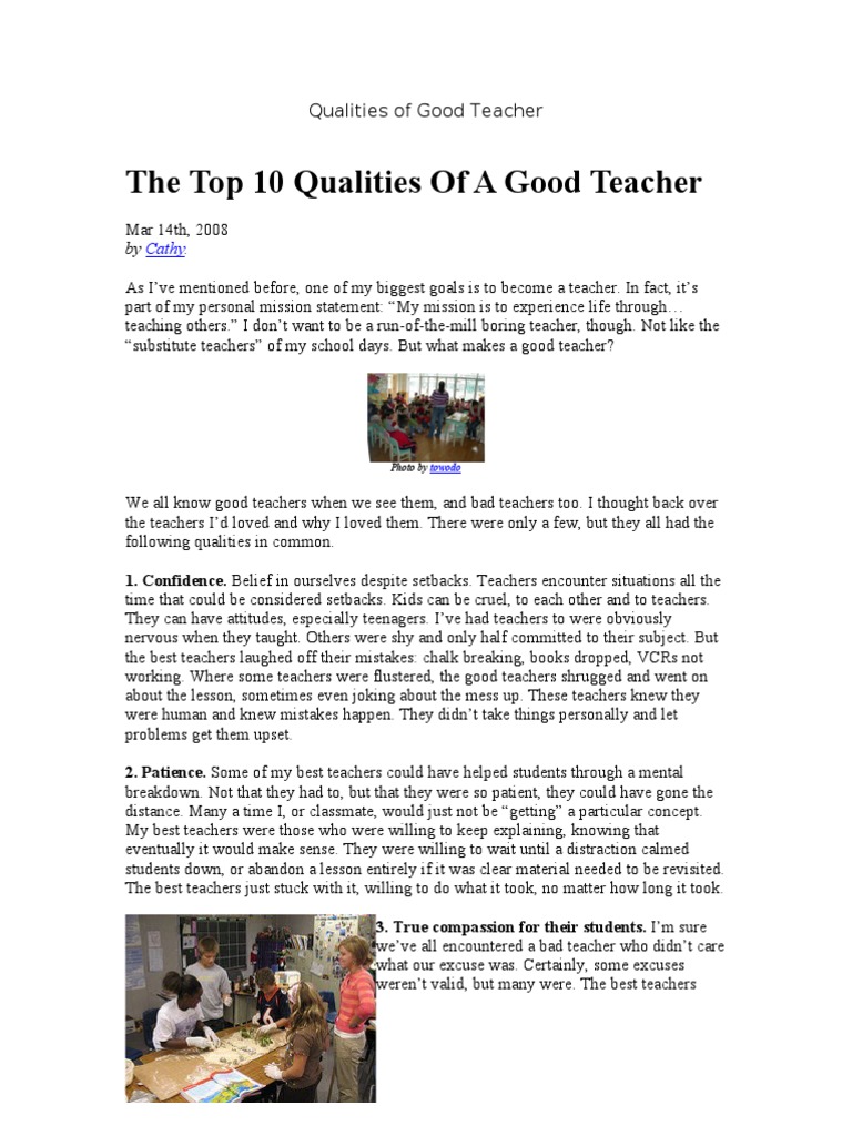 Top 10 Qualities of a Good Teacher | PDF | Classroom | Teachers