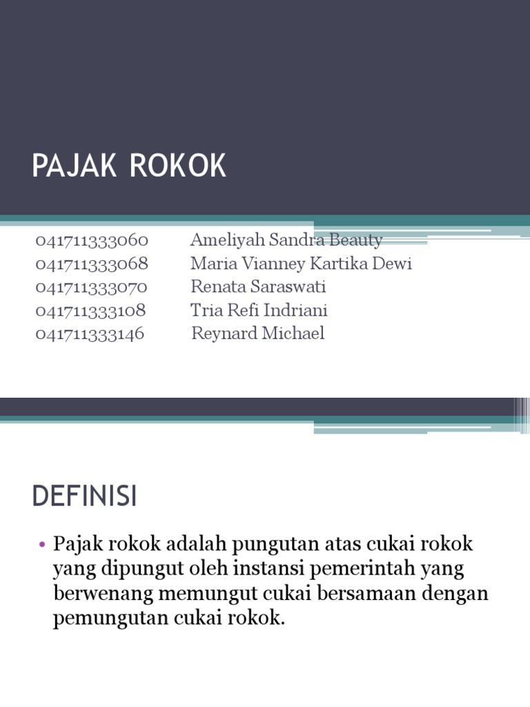Kebijakan dan Tarif Pajak Rokok | PDF | Pengelolaan Keuangan & Uang ...