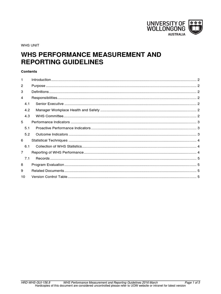 WHS Performance Measurement Guidelines | PDF | Performance Indicator ...