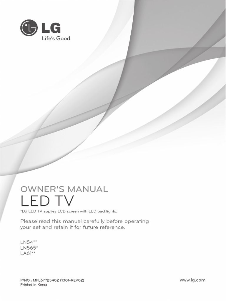 Lg Led Tv Owner’s Manual | Stereoscopy | Ac Power Plugs And Sockets