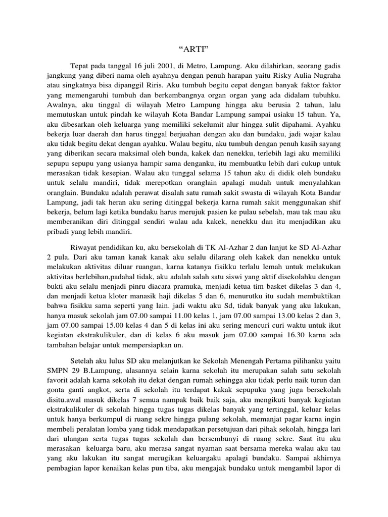 Contoh Novel Sejarah Pribadi Tentang Keluarga Guru Paud